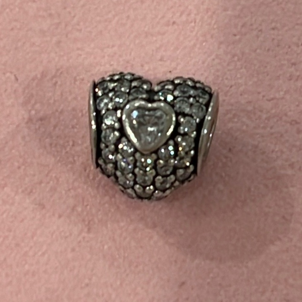 Pandora In My Heart Clear Pave Lights CZ Sterling Silver Charm #791168CZ